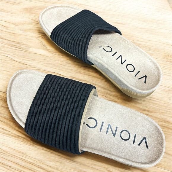 Vionic Evie Knit Women's Comfortable Supportive Slide Sandal Black Sz 10 M NEW - Picture 1 of 8